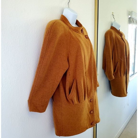 80's Mustard Yellow Wool Jacket, Slightly Distressed Jacket, Size 8 Medium - Picture 6 of 15